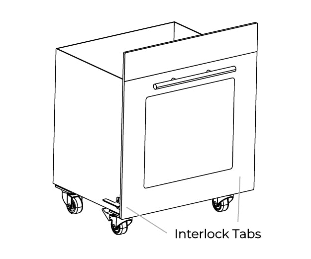 Collection bin interlock tabs
